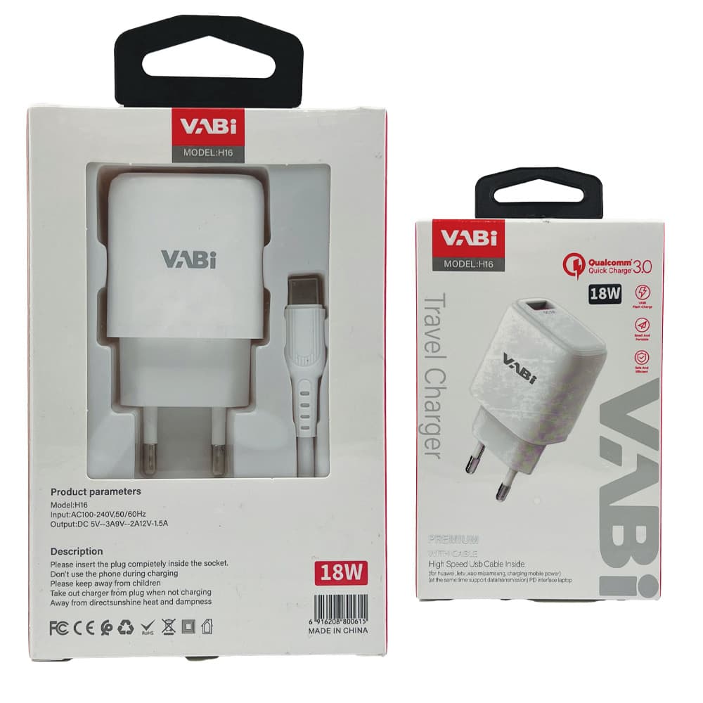 شارژر TYPE-C وات 18W QC3 مدل VABI H16