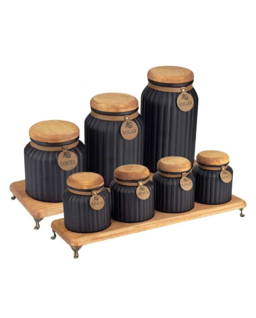 ادویه و پاسماوری گلس کالر با استند چوبی مشکی ریور کد 1002B