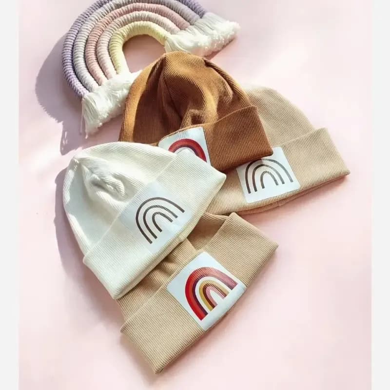 کلاه نخ پنبه کشبافت نوزادی تا 2 سال رنگین کمان — تصویر ۳
