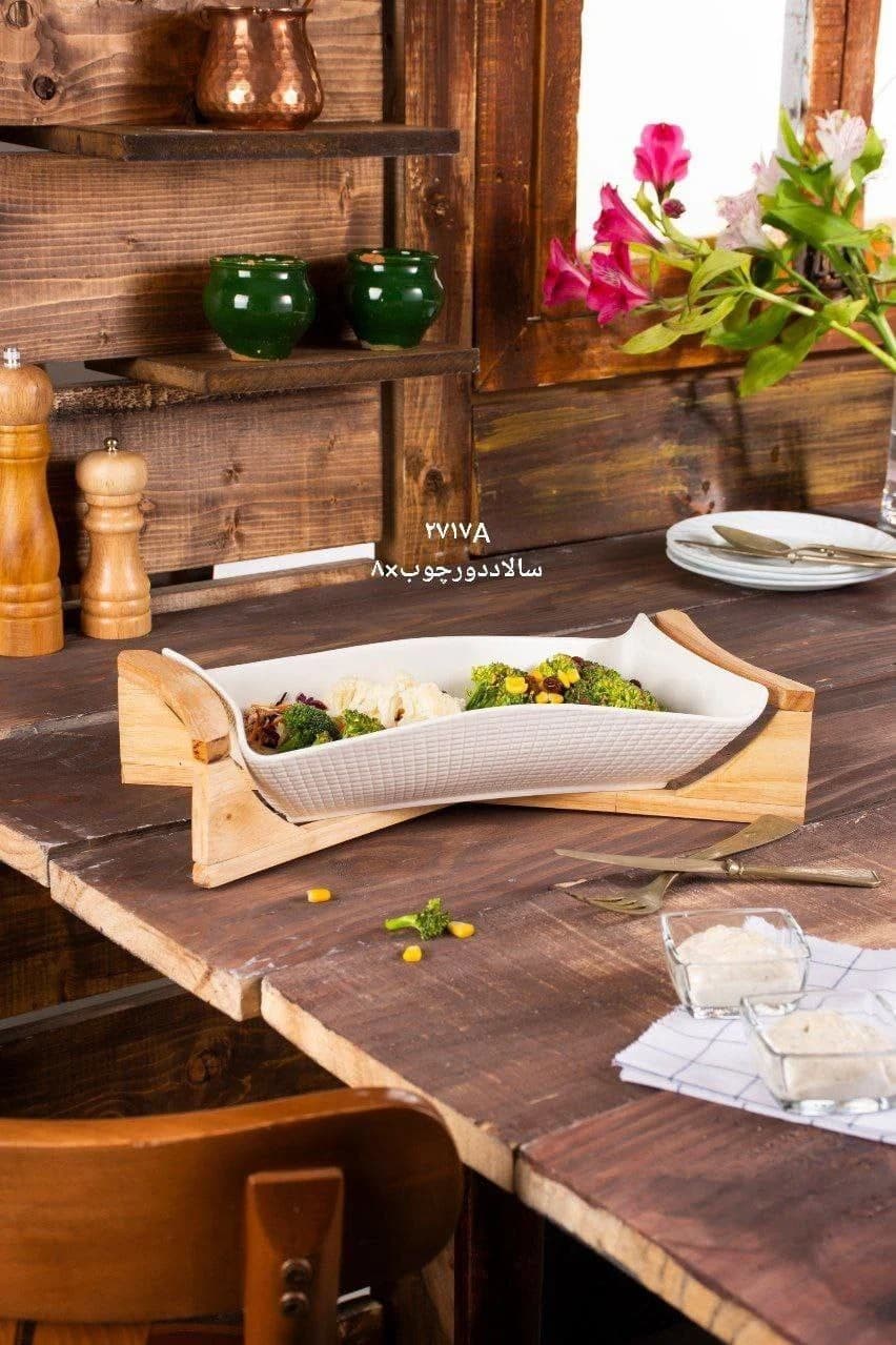 کاسه سالاد مستطیل دور چوب ریور کد 2717-A