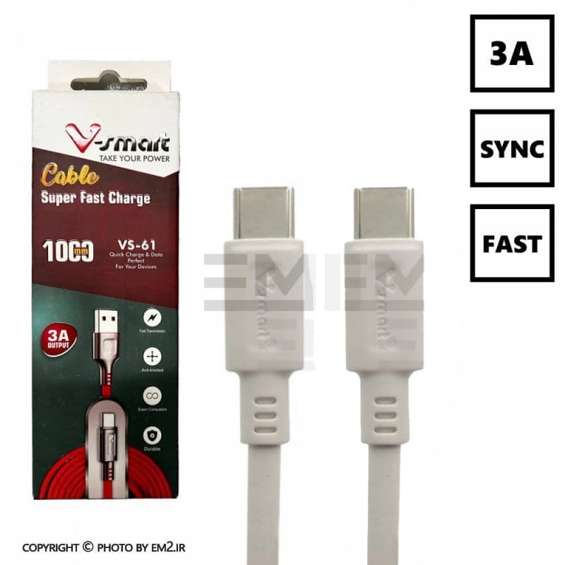 کابل C-C دوسر تایپ سی وی اسمارت مدل VS-61