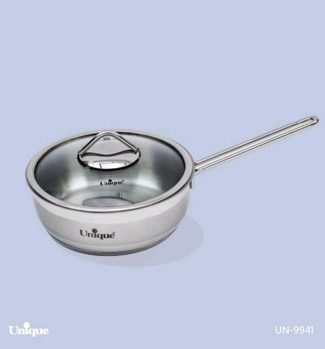 تابه درب دار تک دسته استیل سایز 20 یونیک کد UN-9941 — تصویر ۳