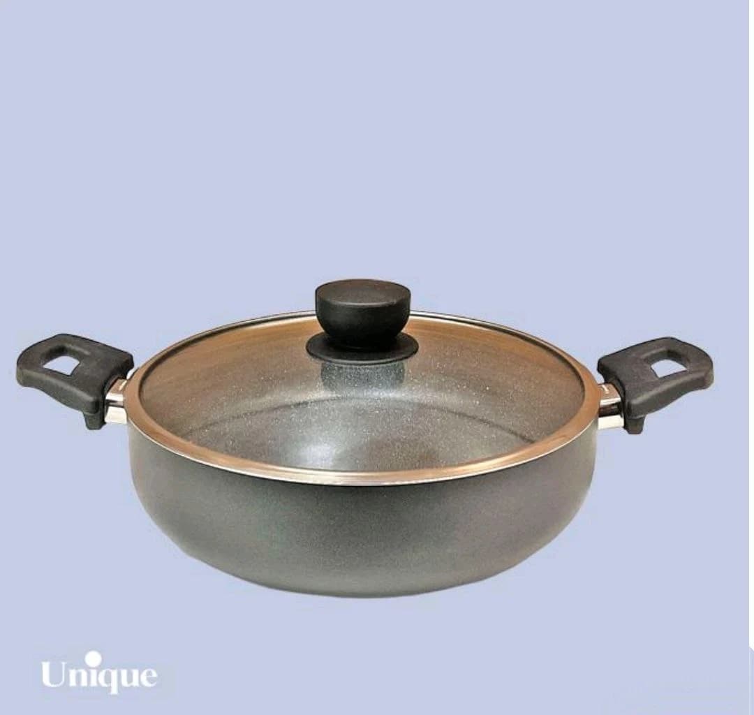 تابه دو دسته سایز 32 کف گرانیت طوسی تیره یونیک کد UN-8128