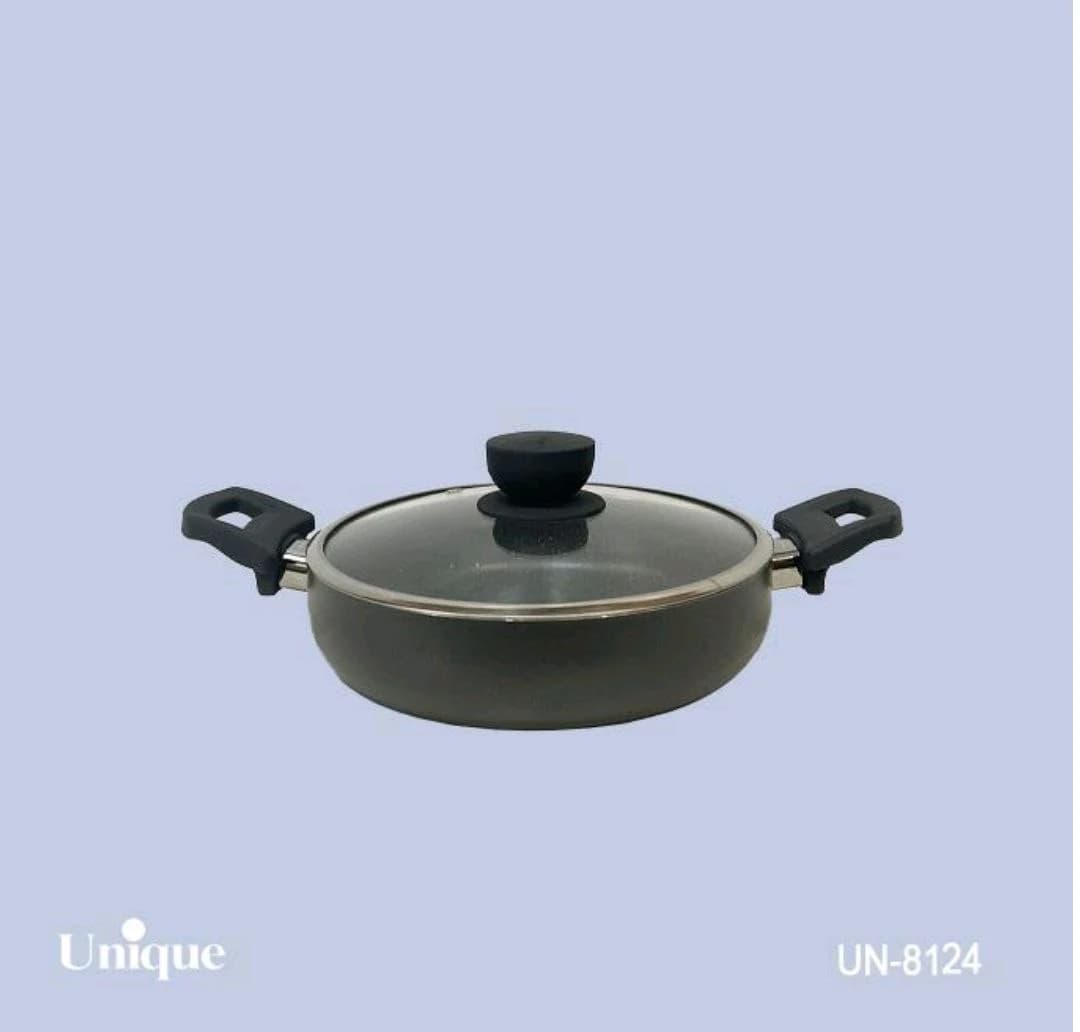تابه دو دسته سایز 24 کف گرانیت طوسی تیره یونیک کد UN-8124