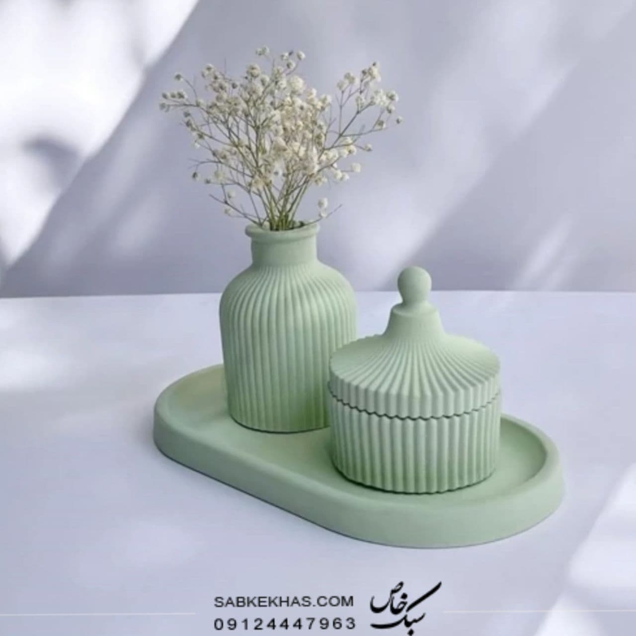 دکوری رومیزی گلدان و جاشمعی