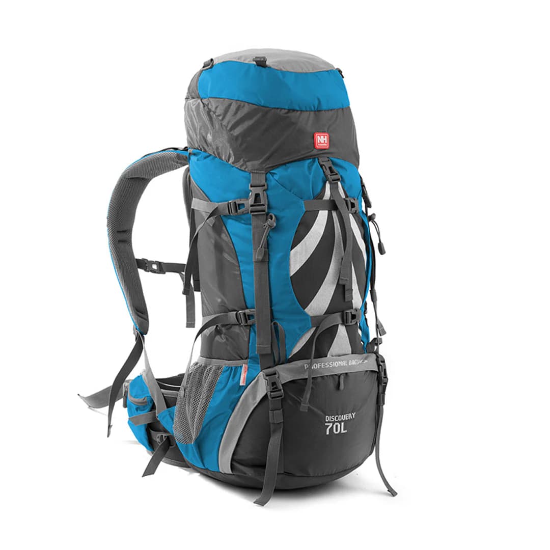 کولهپشتی حرفهای نیچرهایک Naturehike NH70B070-B: ظرفیت 70 لیتر، طراحی ارگونومیک، جنس مقاوم پلیاستر و نایلون با فریم آلومینیومی، ضدآب، مناسب کوهنوردی و طبیعتگردی — تصویر ۵