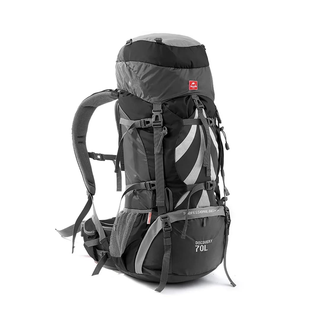 کولهپشتی حرفهای نیچرهایک Naturehike NH70B070-B: ظرفیت 70 لیتر، طراحی ارگونومیک، جنس مقاوم پلیاستر و نایلون با فریم آلومینیومی، ضدآب، مناسب کوهنوردی و طبیعتگردی — تصویر ۷