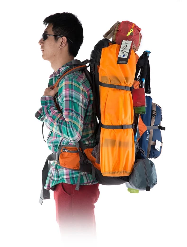کولهپشتی حرفهای نیچرهایک Naturehike NH70B070-B: ظرفیت 70 لیتر، طراحی ارگونومیک، جنس مقاوم پلیاستر و نایلون با فریم آلومینیومی، ضدآب، مناسب کوهنوردی و طبیعتگردی — تصویر ۳
