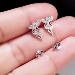 گوشواره نقره زنانه میخی طرح فرشته عیار 925 BSJ silver — تصویر ۷
