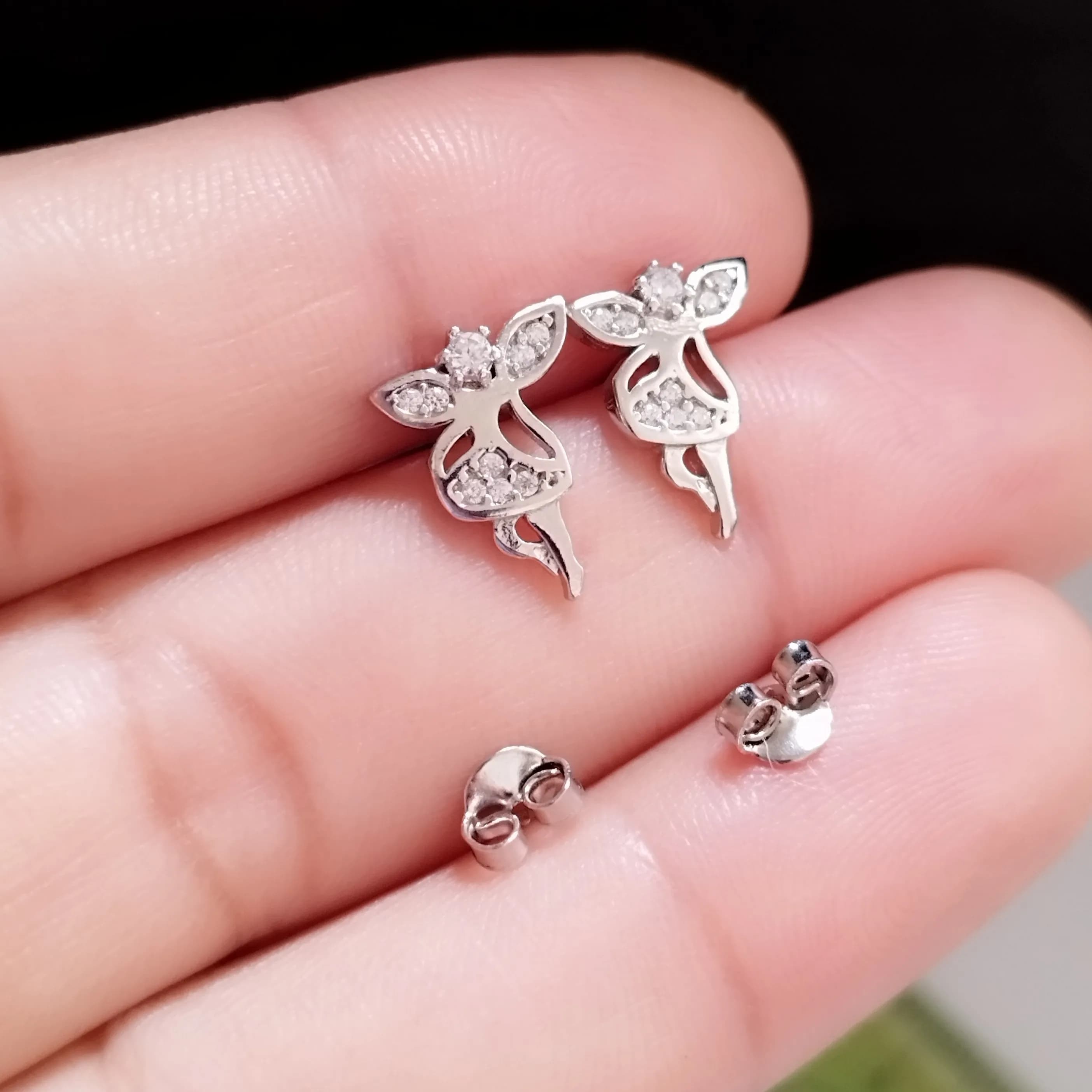 گوشواره نقره زنانه میخی طرح فرشته عیار 925 BSJ silver — تصویر ۱۰