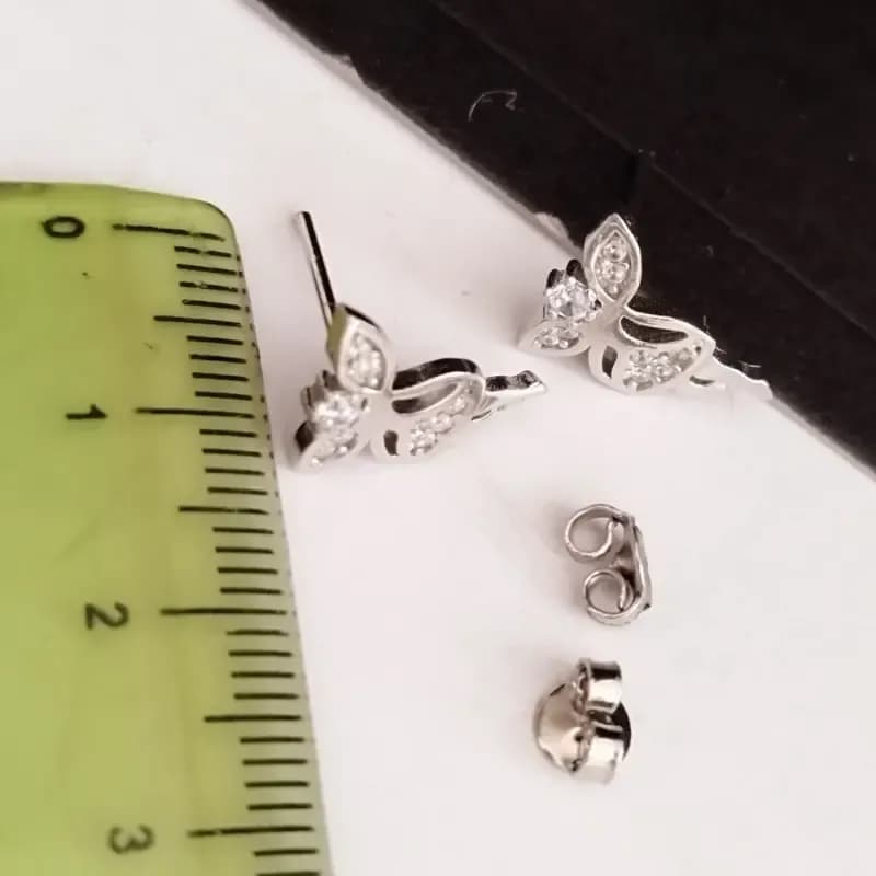 گوشواره نقره زنانه میخی طرح فرشته عیار 925 BSJ silver — تصویر ۴