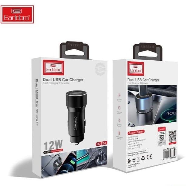 شارژر فندکی ارلدام به همراه کابل میکرو Earldom Dual USB Car Charger ES-CC4