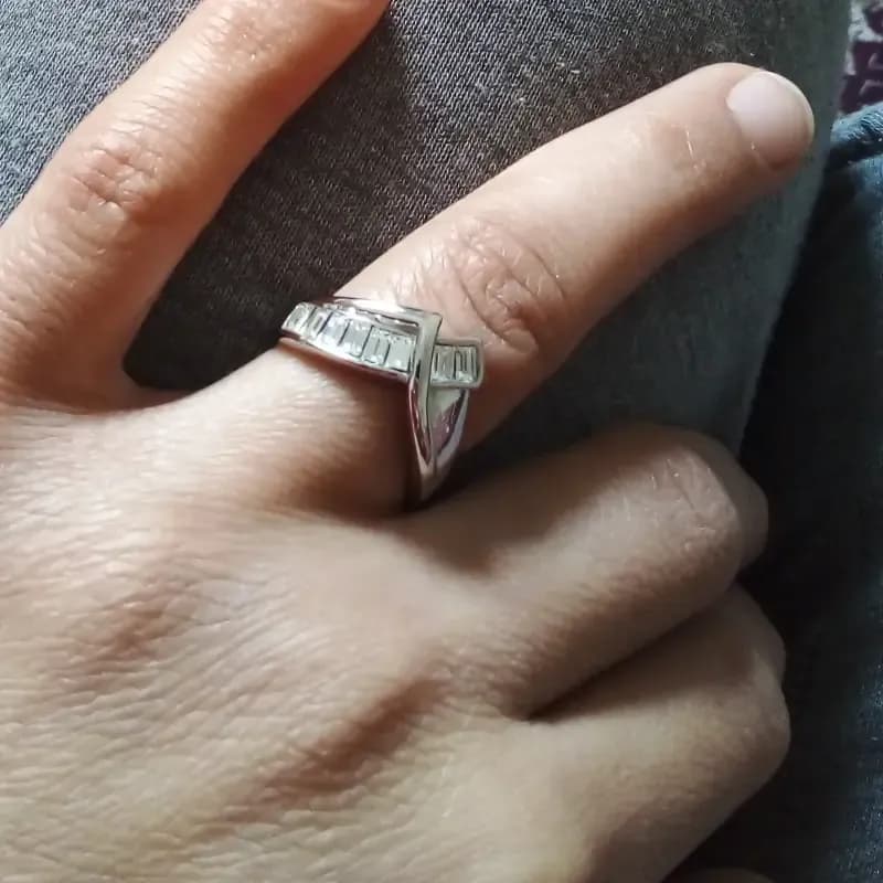انگشتر زنانه طرح جواهری استیل رنگ نقره ای سایز 8 ضد حساسیت — تصویر ۶