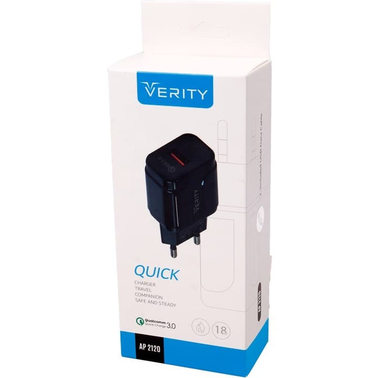 شارژر دیواری وریتی مدل AP-2120 QC3.0 18W به همراه کابل Type-C — تصویر ۲
