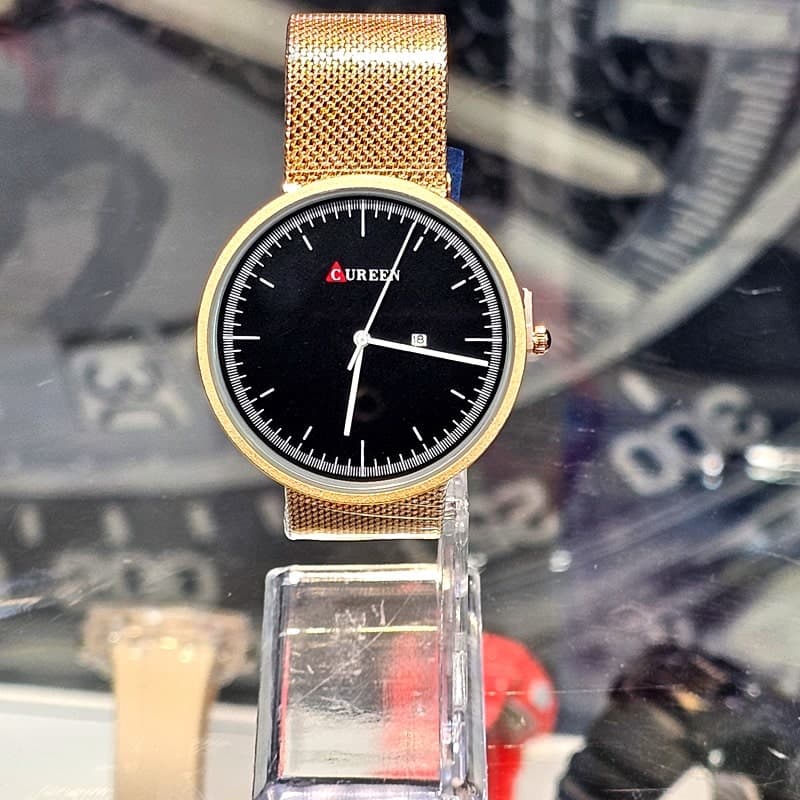ساعت کارن/کورن اورجینال بند حصیری صفحه مشکی – curren watch – 126402