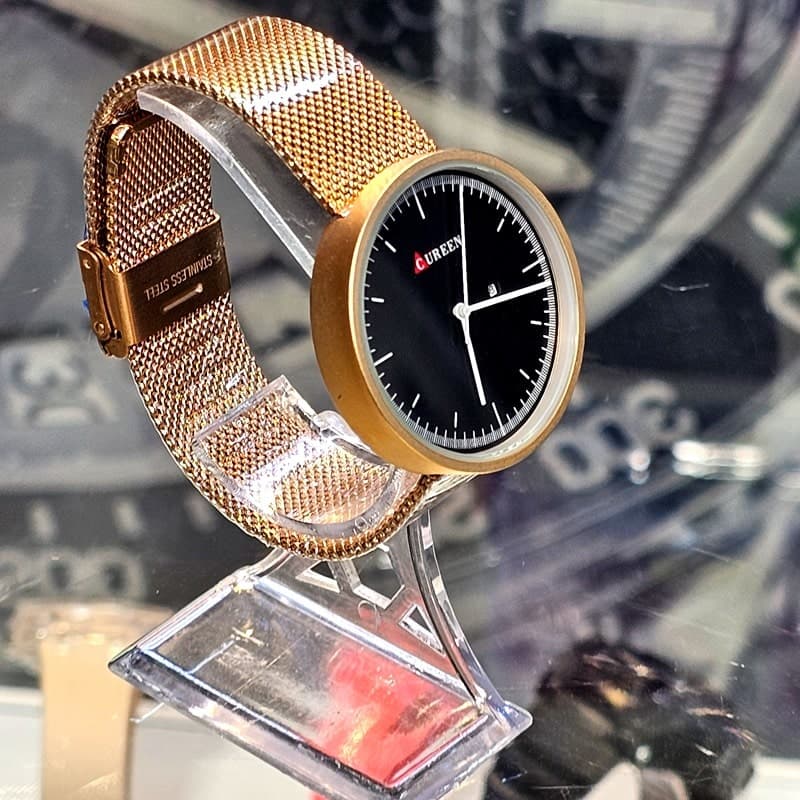 ساعت کارن/کورن اورجینال بند حصیری صفحه مشکی – curren watch – 126402 — تصویر ۲