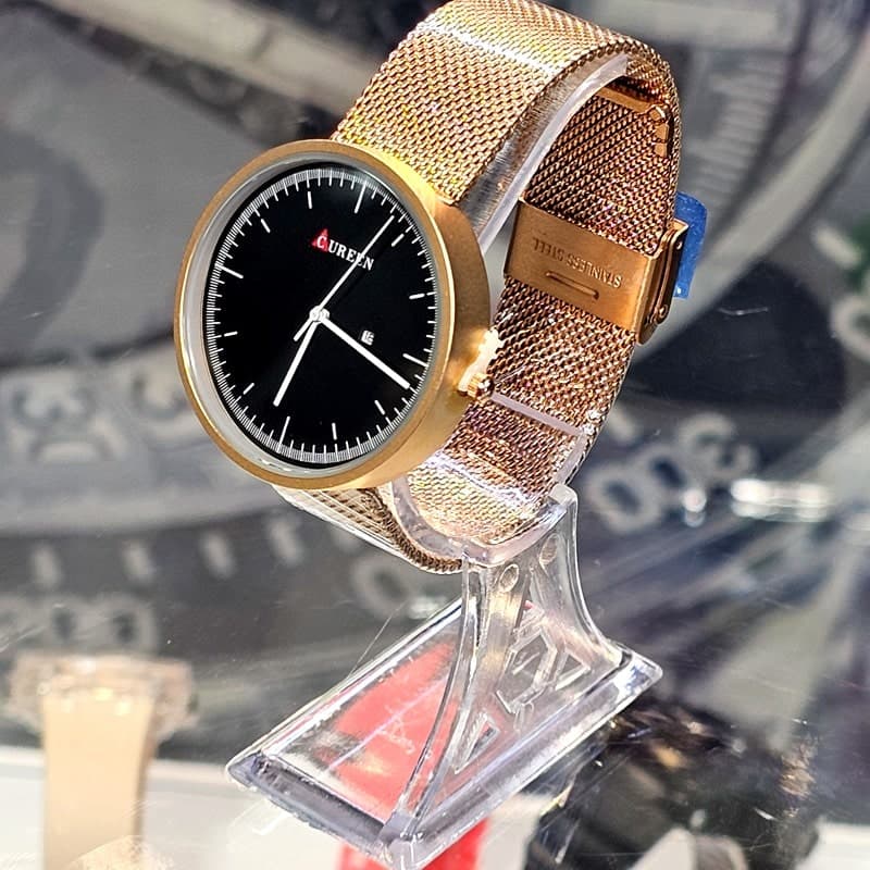 ساعت کارن/کورن اورجینال بند حصیری صفحه مشکی – curren watch – 126402 — تصویر ۳