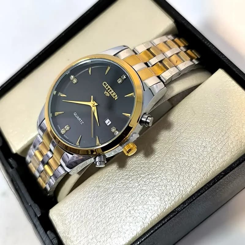 ساعت مردانه سیتیزن تاریخ دار – تمام استیل – طلایی – 5000