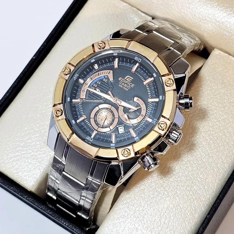 کاسیو ادیفایس سه موتوره، صفحه مشکی، بند استیل – 5000