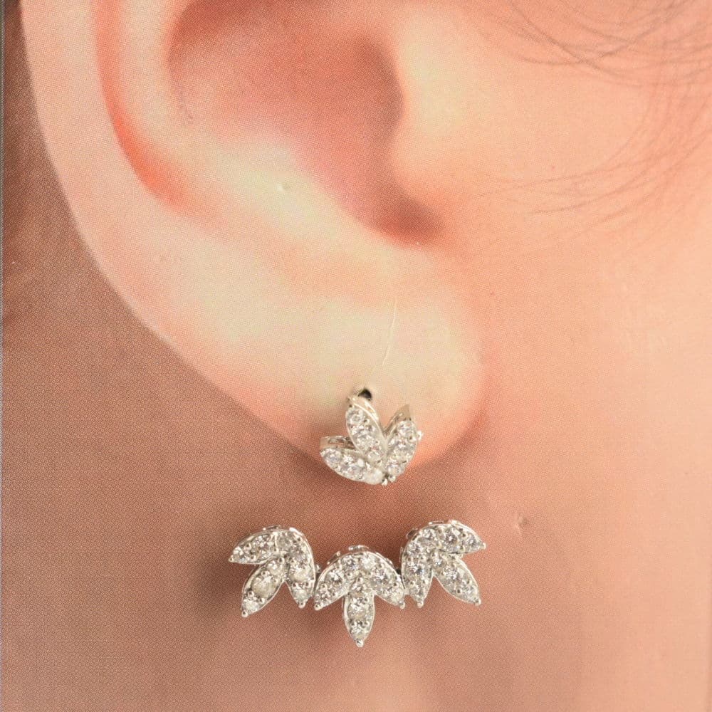 گوشواره نقره طرح گل‌گوش قالب طلا کد G114 آقابزرگ