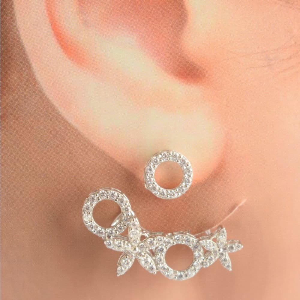 گوشواره نقره طرح گل‌گوش قالب طلا کد G115 آقابزرگ