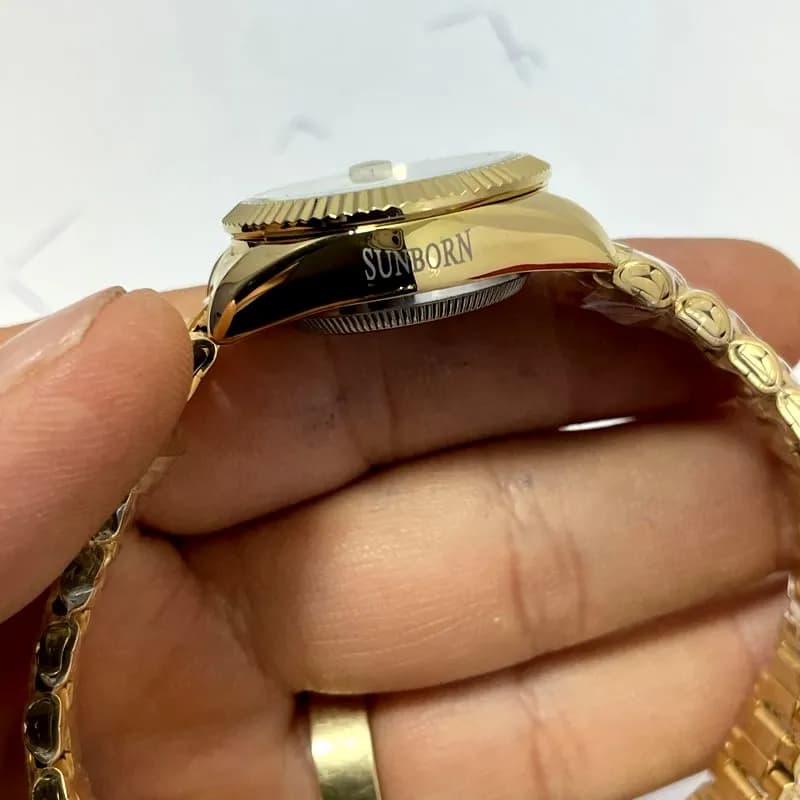 ساعت زنانه سان بورن طلایی – موتور ژاپن – طرح رولکس – 119501 — تصویر ۳