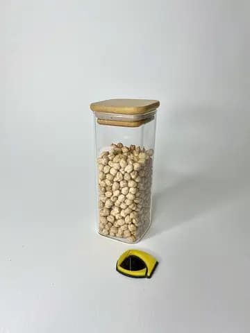 بانکه پیرکس مربع درب بامبو سایز 16×6×6 سانتیمتر