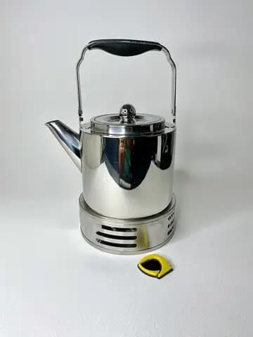 کتری استیل نقره ای استوانه ای حجم 1/8 لیتر
