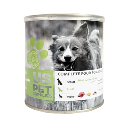کنسرو سگ یو اس پت پته بره، سیرابی، کدو تنبل و روغن کنجد Us Pet وزن 800 گرم