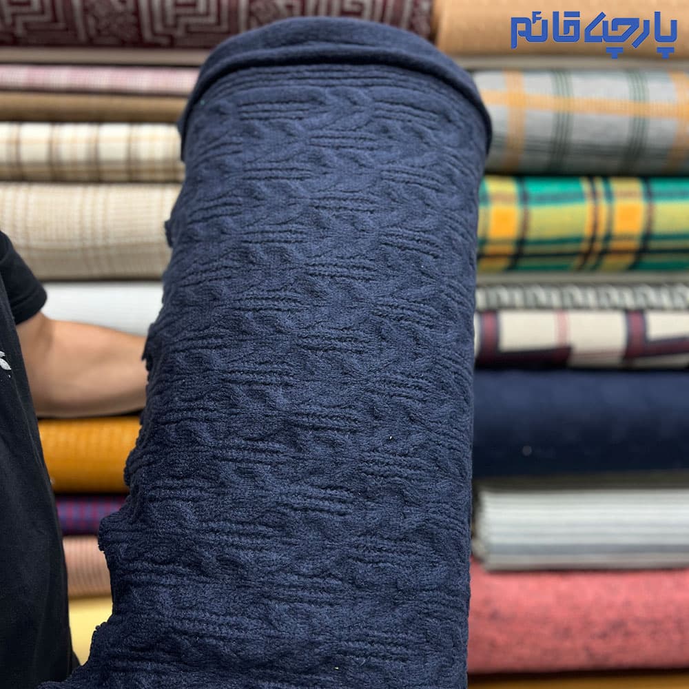 پارچه پاییزه و زمستانه بافت سرمه ای طرح درشت کره ای کد ۳۵۷۵