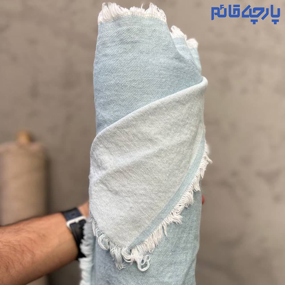 پارچه جین رنگ آبی روشن (یخی) سنگشور شده کج راه کد ۳۳۰۰
