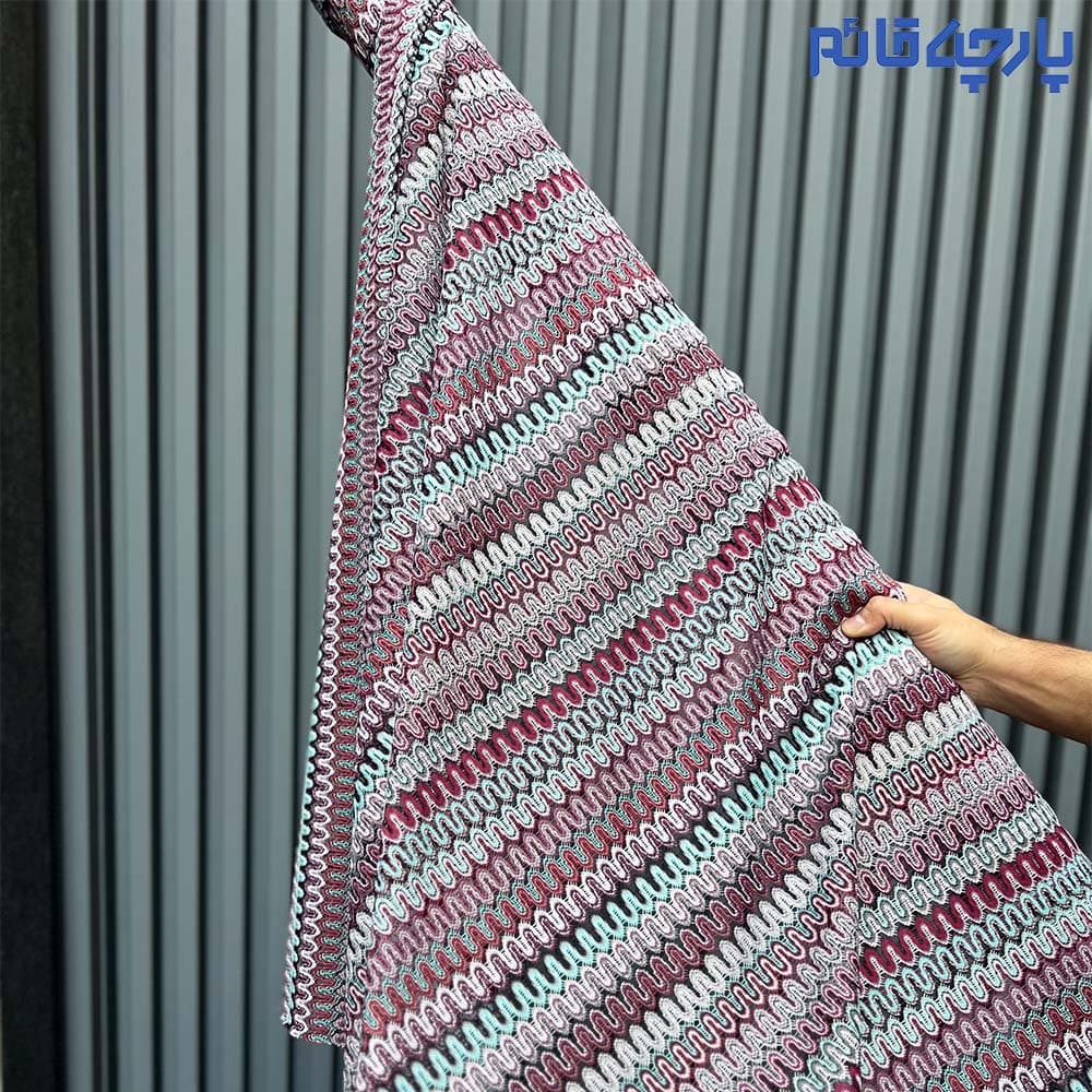 پارچه بهاره و تابستانه میسونی بهاره کره راه راه نارنجی طوسی کد 3104 — تصویر ۲