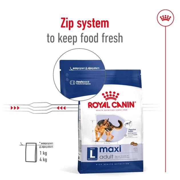 غذای خشک سگ نژاد بزرگ رویال کنین Royal Canin Maxi Adult وزن 4 کیلوگرم — تصویر ۴