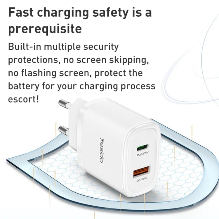 شارژر دیواری 20 وات یسیدو مدل YC50 به همراه کابل usb-c — تصویر ۳