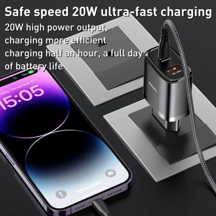 شارژر دیواری 20 وات یسیدو مدل YC50 به همراه کابل usb-c — تصویر ۲