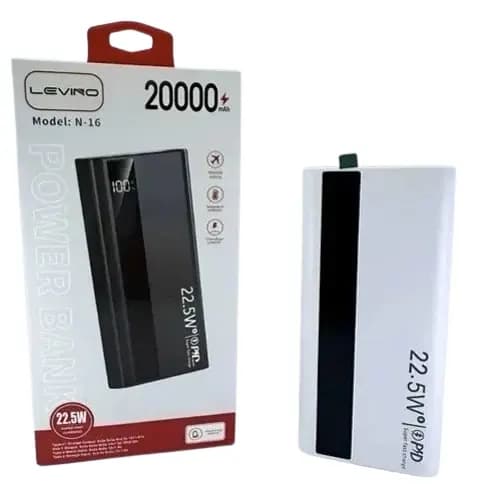 پاوربانک 20000 میلی آمپر Levino مدل N-16 | فست شارژ 22.5W