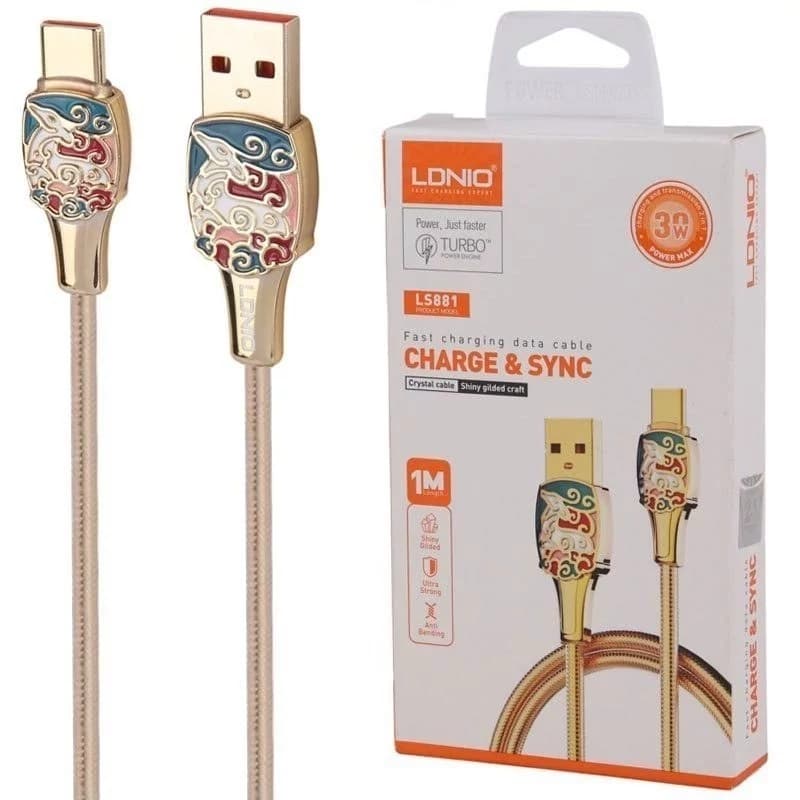 کابل شارژ USB به Type‑C الدینیو LS881 | کابل فست شارژ 30 وات LDNIO