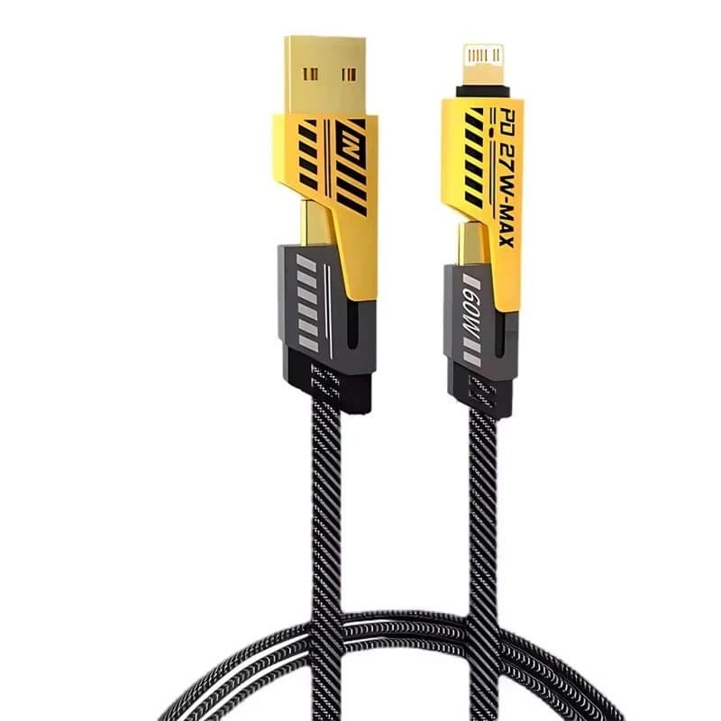کابل ۴ کاره TOZO | مدل Flat Wire با سه سر Type-C و Lightning