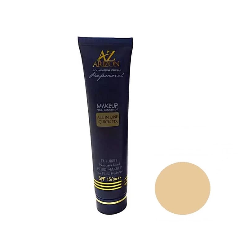 کرم پودر تیوپی آریزون شماره 201 با پوشش کامل SPF 15 حجم 40 میلی‌لیتر