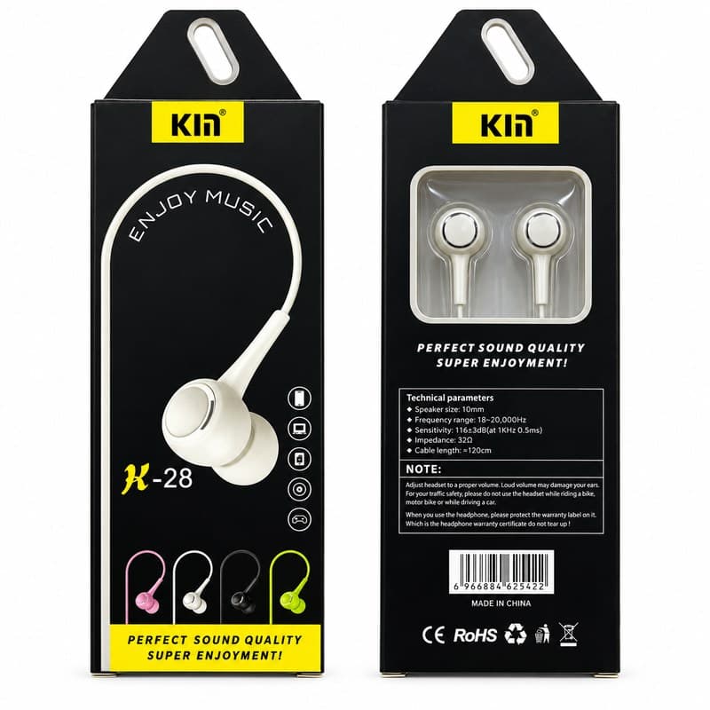 هندزفری با سیم AUX برند KIA اورجینال مدل K-28 سفید کد 914646