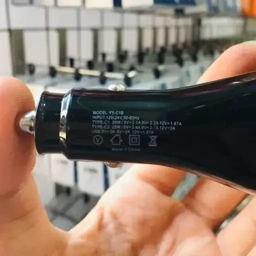 شارژر فندکی 60 وات YY‑C19 | شارژ سریع PD و QC 3.0 با 3 پورت — تصویر ۲