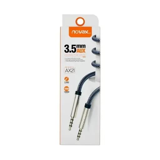 کابل AUX نواکس NOVAX مدل AX‑21 | کابل صدا 1.2 متری جک 3.5 میلی‌متری — تصویر ۲