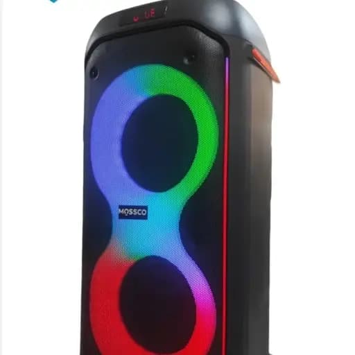 اسپیکر بلوتوثی Mossco BOX200 | دو میکروفون و رقص نور — تصویر ۳