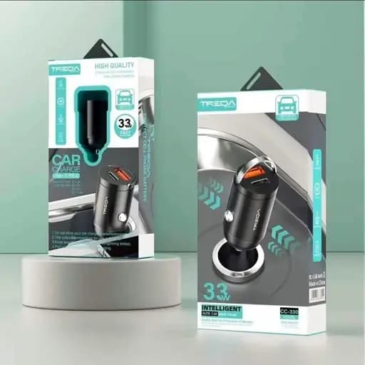 شارژر فندکی TREQA مدل CC-330 | دو پورت USB و Type-C — تصویر ۲