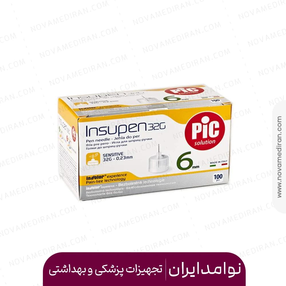 سرسوزن قلم انسولین پیک PIC 6mm بسته 100 عددی