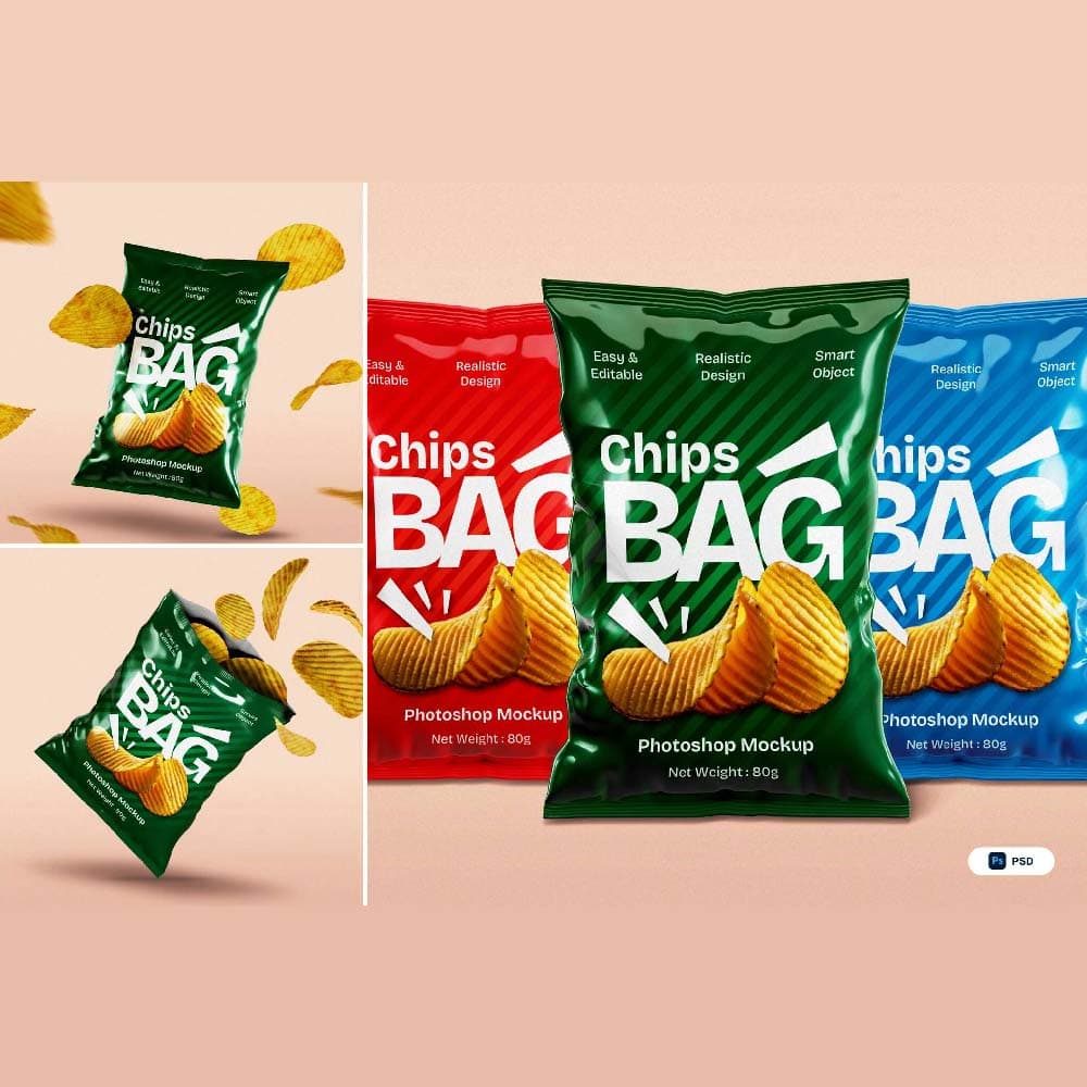 موکاپ پاکت چیپس تبلیغاتی