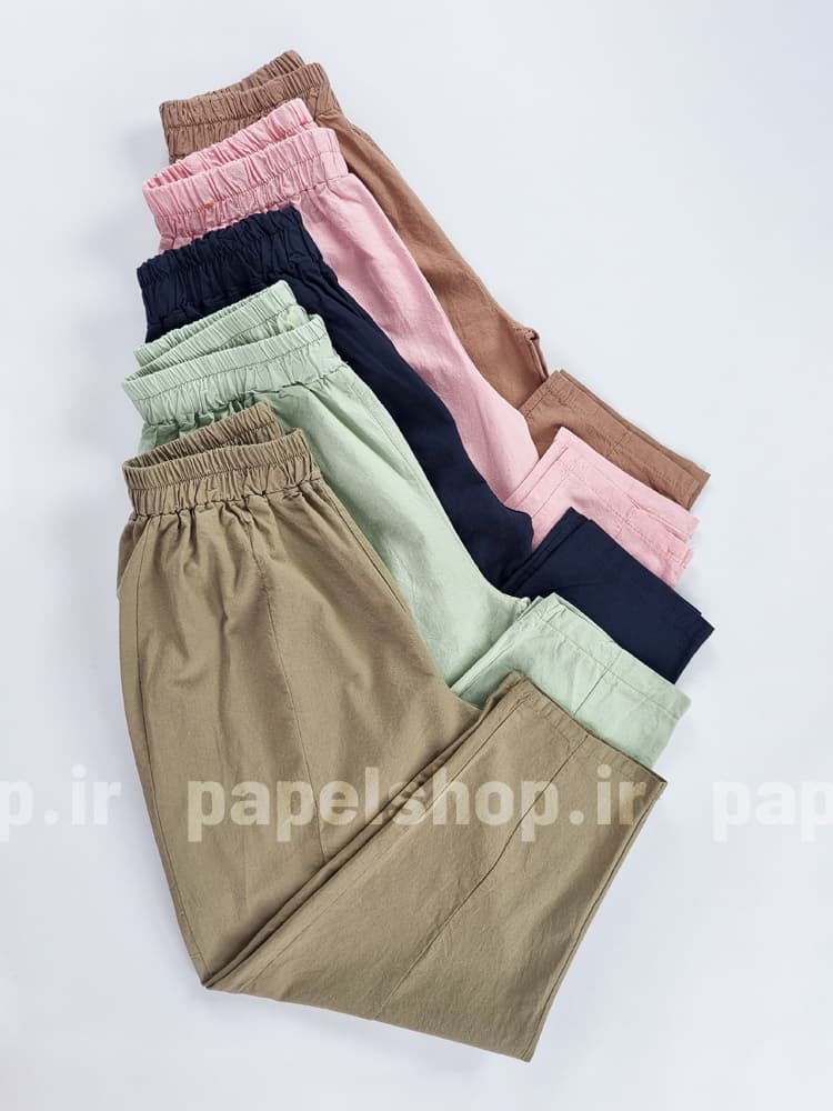 شلوار لینن ساده کمرکش