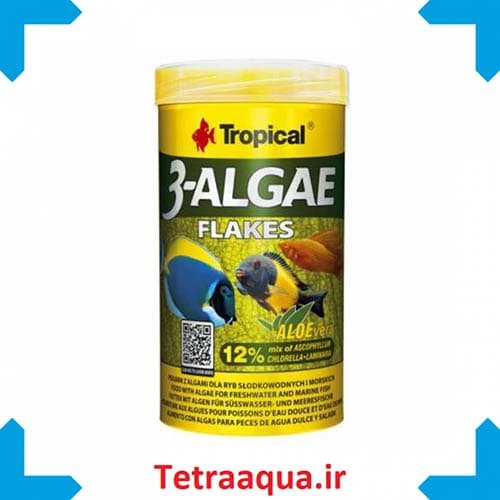 غذا ماهی 3-algae پولکی با عصاره آلوورا 250 میل