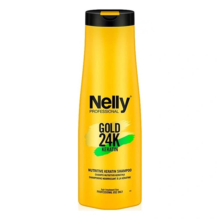 شامپو ترمیم کننده KERATIN حجم 300 میل GOLD 24K نلی – NELLY — تصویر ۲