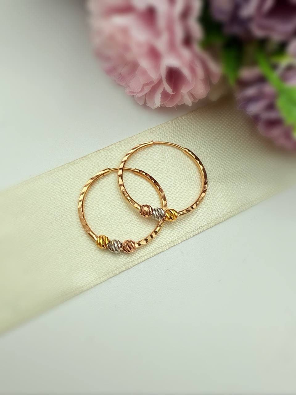 گوشواره حلقه ای سه گوی تراش — تصویر ۳